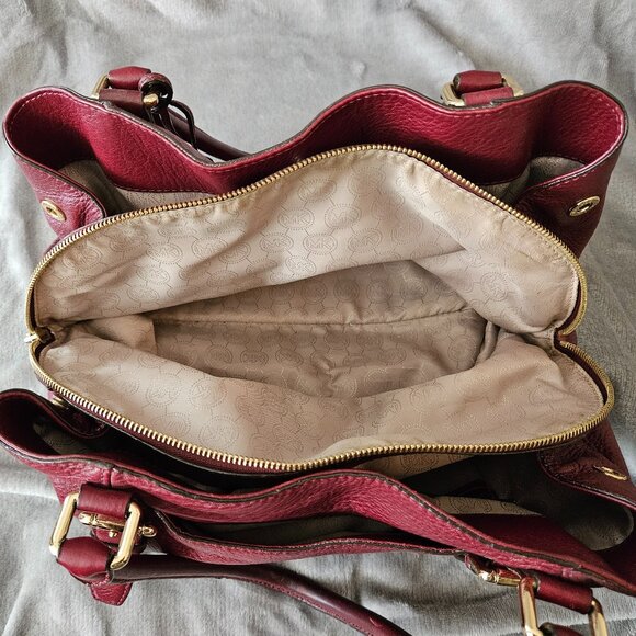 Michael Kors Pebble Leather Satchel Cherry Red - Picture 4 of 10